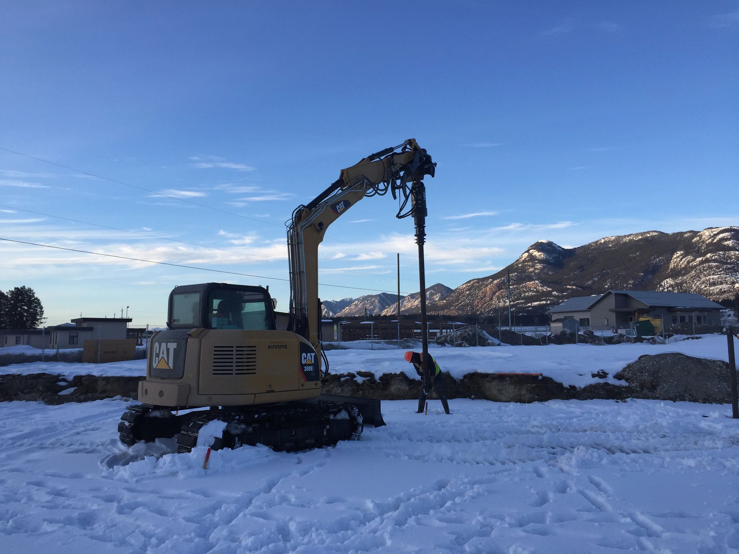Helical pile foundation installation by BC Foundation Specialties